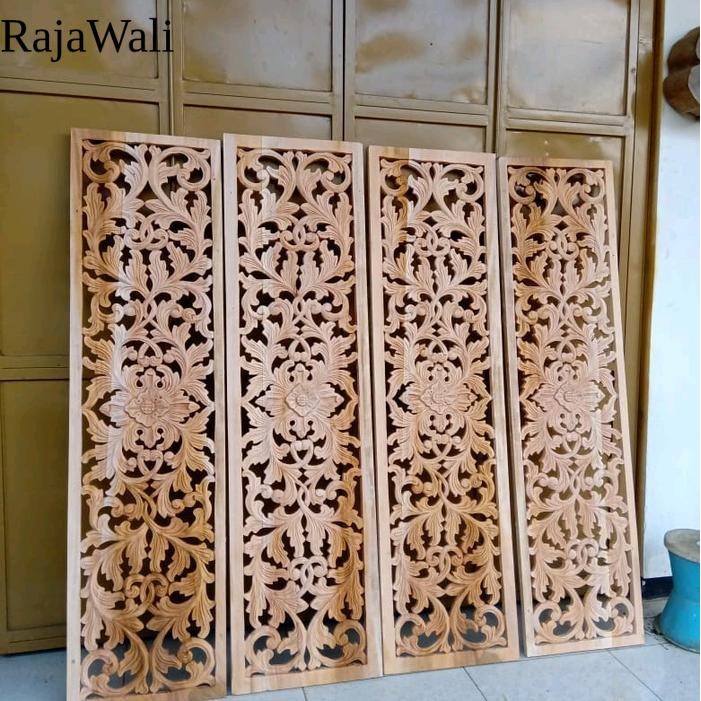 ornamen ukir ukiran kayu loster kusen pintu jendela boven lisplang dekorasi dinding 30x70 cm RJ14