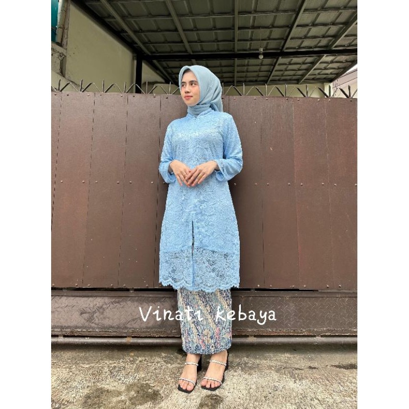 STELAN DAN ATASAN KEBAYA BROKAT TUNIK SANGHAI/KEBAYA SERAGAMAN/KEBAYA PESTA