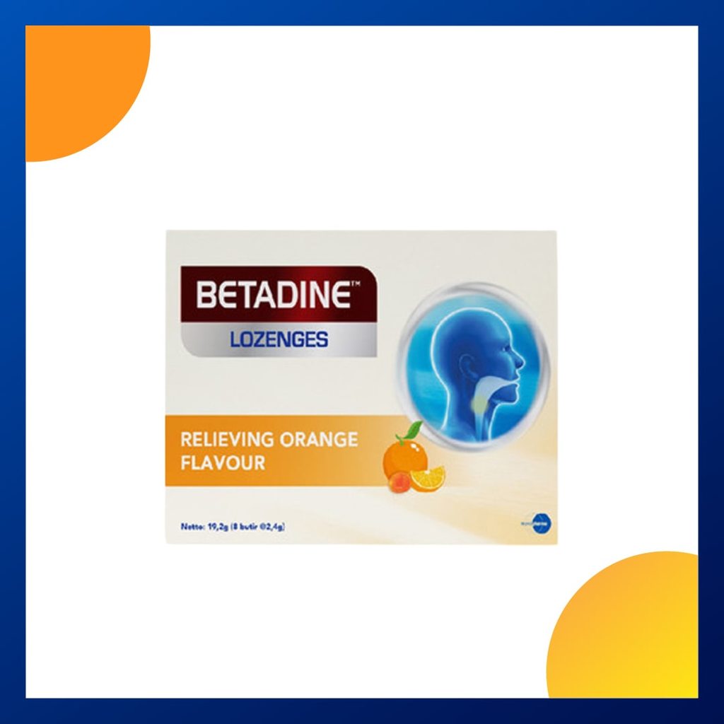 Betadine Lozenges Relieving Orange Flavour Box 8 Pcs