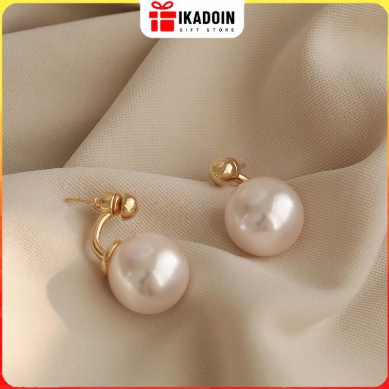 COD Anting Wanita Mutiara Besar Pink Kristal Korea Bahan Titanium Premium Viral Stud Elegan Giwang