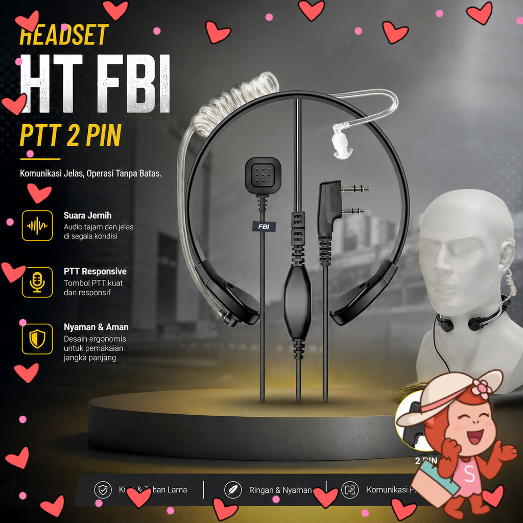 Taffware Headset HT FBI Finger PTT Acoustic 2 Pin UV-5R UV-B5 UV-B6