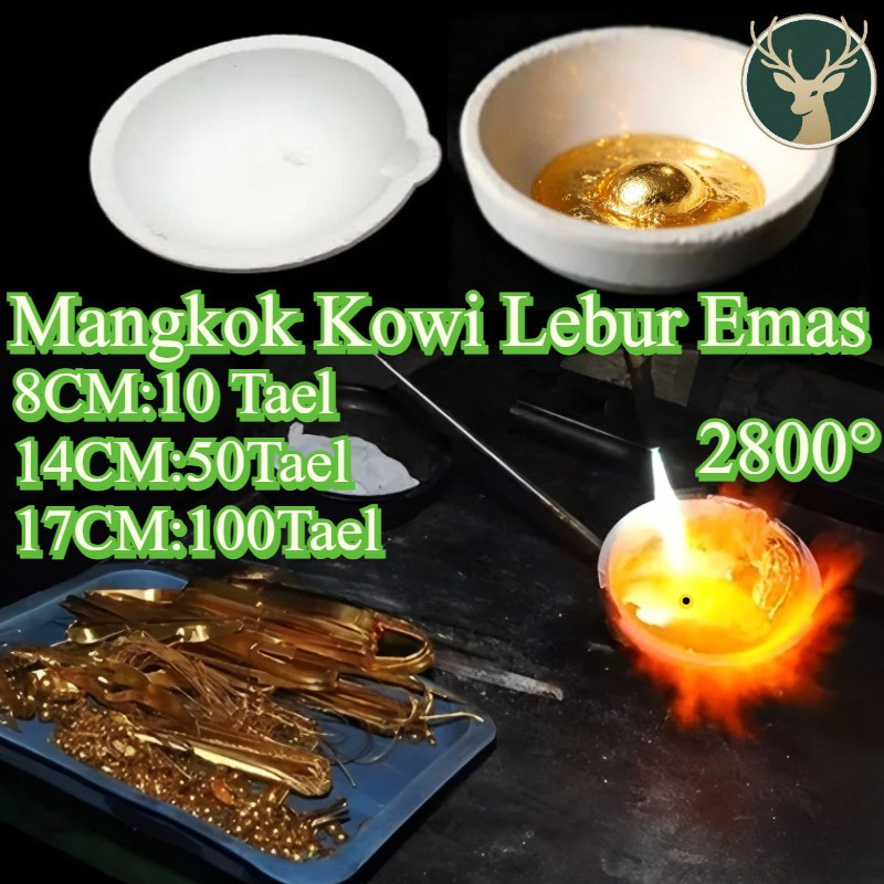 Mangkok Kowi Lebur Emas 10/50/100Tael 8/14/17CM Mangkuk Lebur Emas Kowi/ Kowi Ingot Grafit Mangkok L