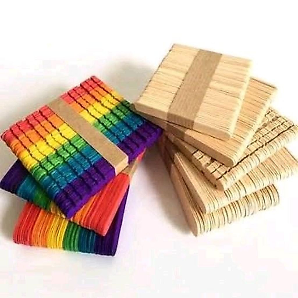 [5 Pack isi 250 Pcs] Mainan Stik Eskrim Polos Warna Warni PopSickle Stik Es Krim Warna Warni Kerajin