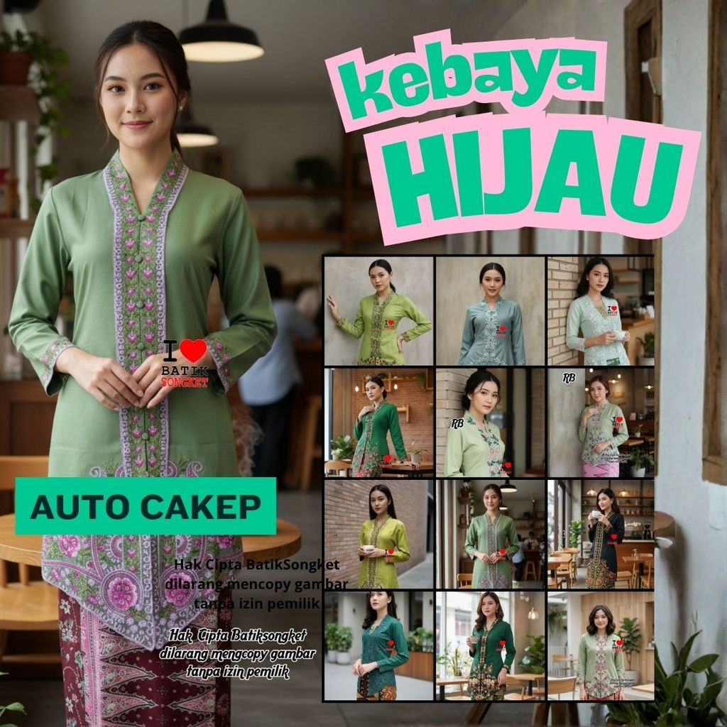 KATALOG KEBAYA WARNA HIJAU IJO ZAMRUD DAUN LUMUT ZAITUN MINT ENCIM MODERN KONDANGAN WISUDA KUTU BARU