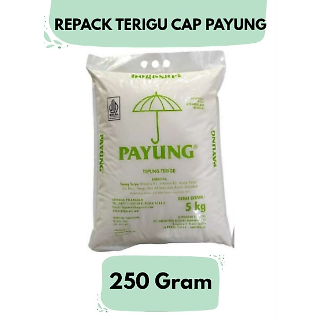 250 GR TEPUNG TERIGU BOGASARI CAP PAYUNG REPACK PROTEIN RENDAH