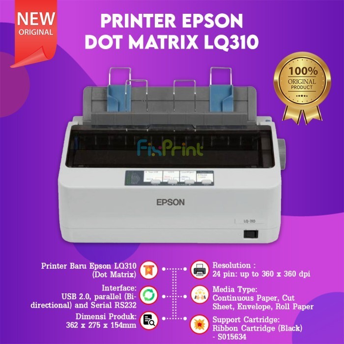 FixPrint Printer Epson Dot Matrix LX310 LX-310 LX 310 atau LQ310 LQ-310 LQ 310 / EcoTank L3256 / Ink