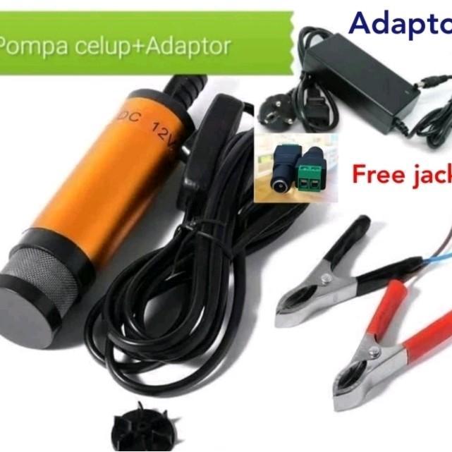 Pompa Air Celup Kuning adaptor 12volt DC 12L/Min - -, -