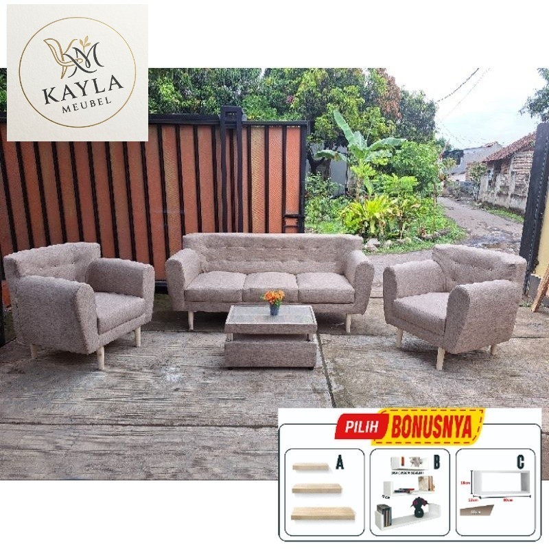 PROMO Sofa Retro Minimalis Set / Sifa Retro 3 Seater / Sofa Retro Ruang Tamu