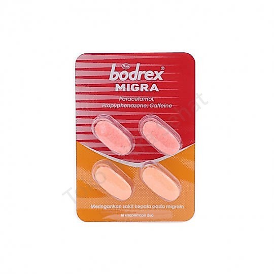 BODREX MIGRA 4 Kaplet / OBAT MIGRAIN / OBAT SAKIT KEPALA SETENGAH / BODREX MIGRAIN