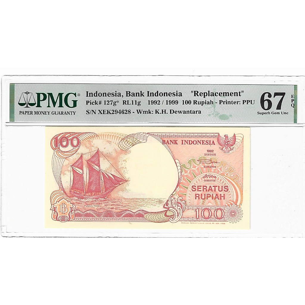 Uang Kuno PMG 100 Rupiah Kapal Pinisi Layar
