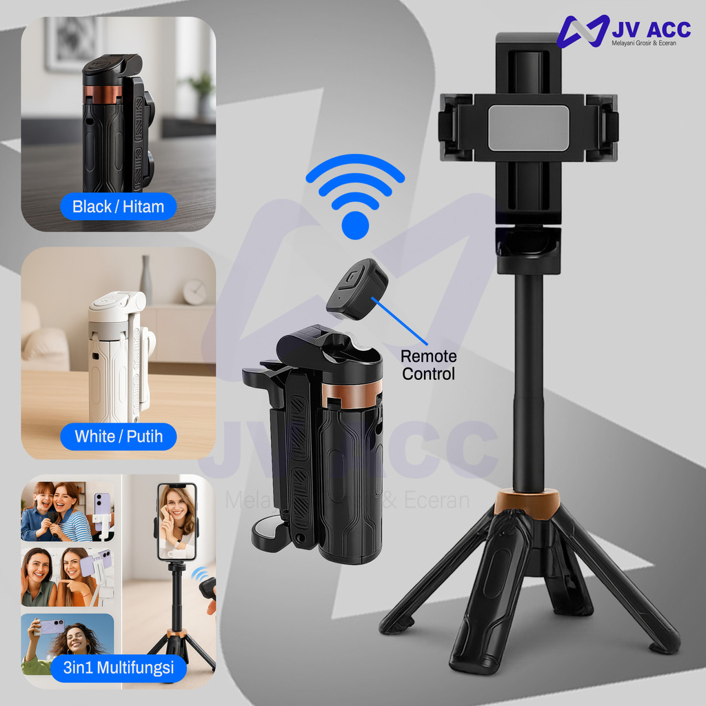 NANVAN NVN-JC25 PAKET MINI TRIPOD BLUETOOTH 3IN1 - TONGKAT SELFIE DUDUKAN HP LIPAT COCOK UNTUK TRAVE