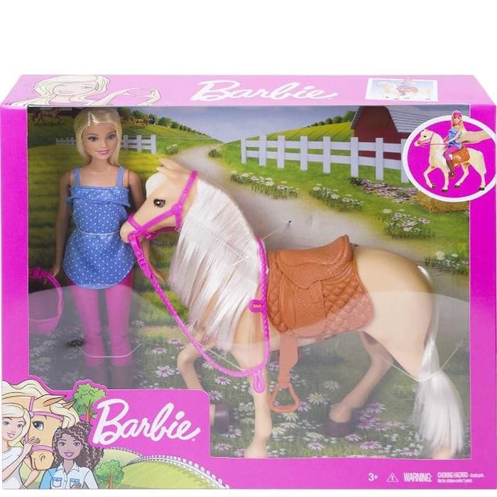 Barbie dan Kuda - Boneka Rambut Pirang