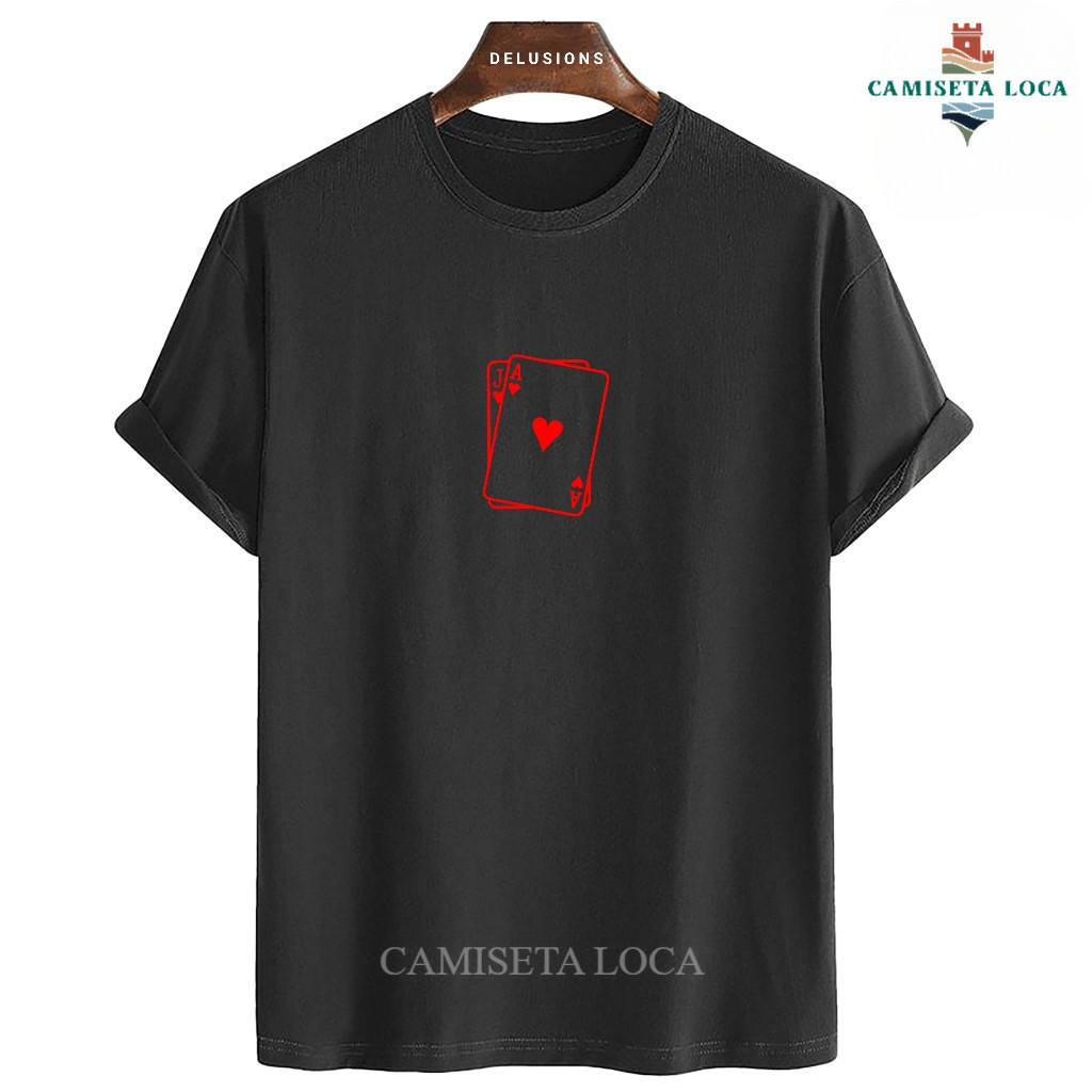 Kaos Oversize Wanita Lengan Pendek Jumbo Motif Kartu Remi Poker Atasan Blus Korean Style Distro