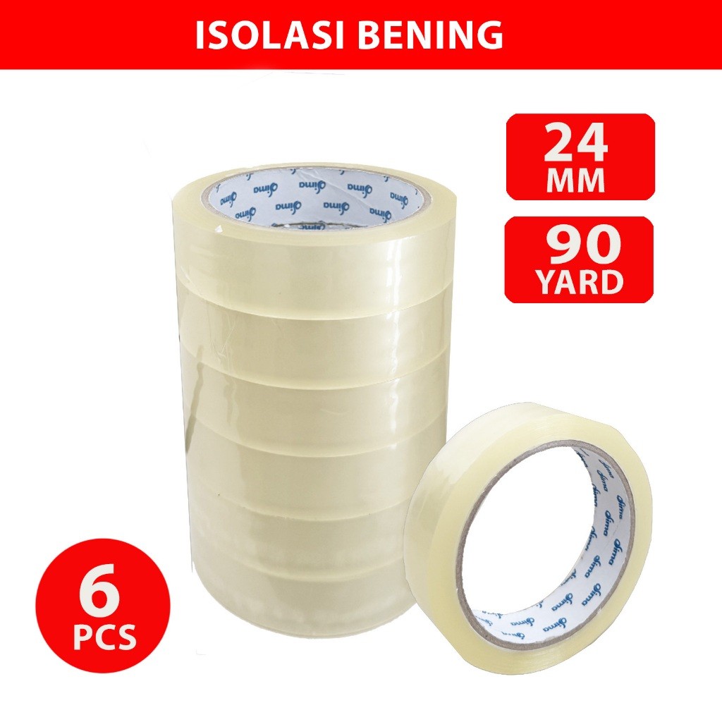 

Slop 6Pc Isolasi Bening 24mm x 90yard Solatip Bening Termurah Lakban SM Online