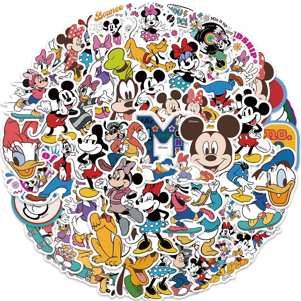 

50PCS Disney Movie Minnie Mickey Stickers Anime Decal DIY Skateboard Laptop Motorcycle Cool Cute Cartoon Sticker Pack Kids Toy