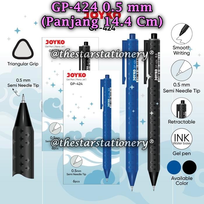 

(1 Pak Isi 6 Pcs) Gelpen JOYKO GP-424 0.5 mm JOYKO Gel Pen Pulpen Pena GP-424 0.5 mm (1 Pak/6)