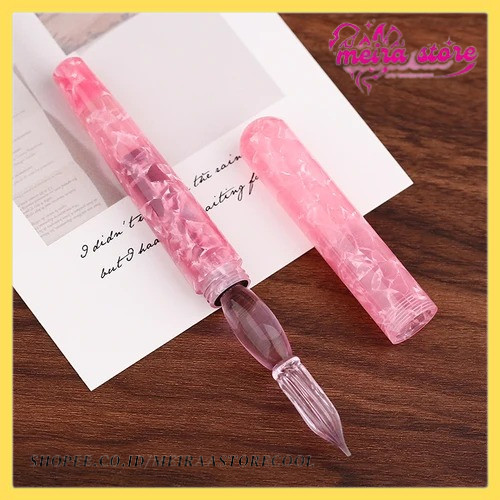 

Creative Resin Glass Dip Pen with Cover Protection Calligraphy Fountain Signature Pens Cute Gift School Students Supplies