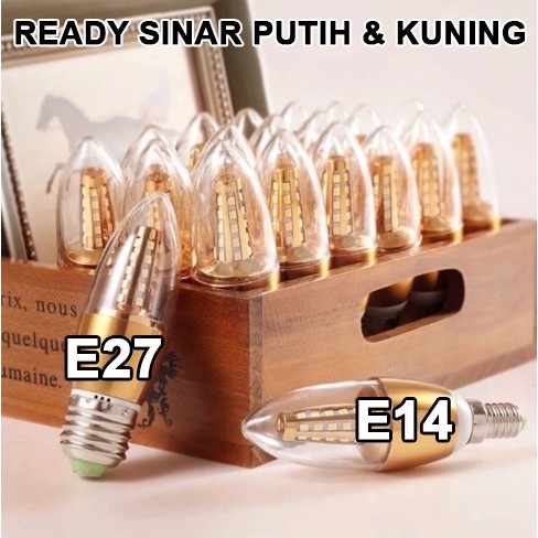 Lampu LED Bohlam Candel Candle Putih / Kuning Lilin Jantung Jagung 3 Watt 5 Watt