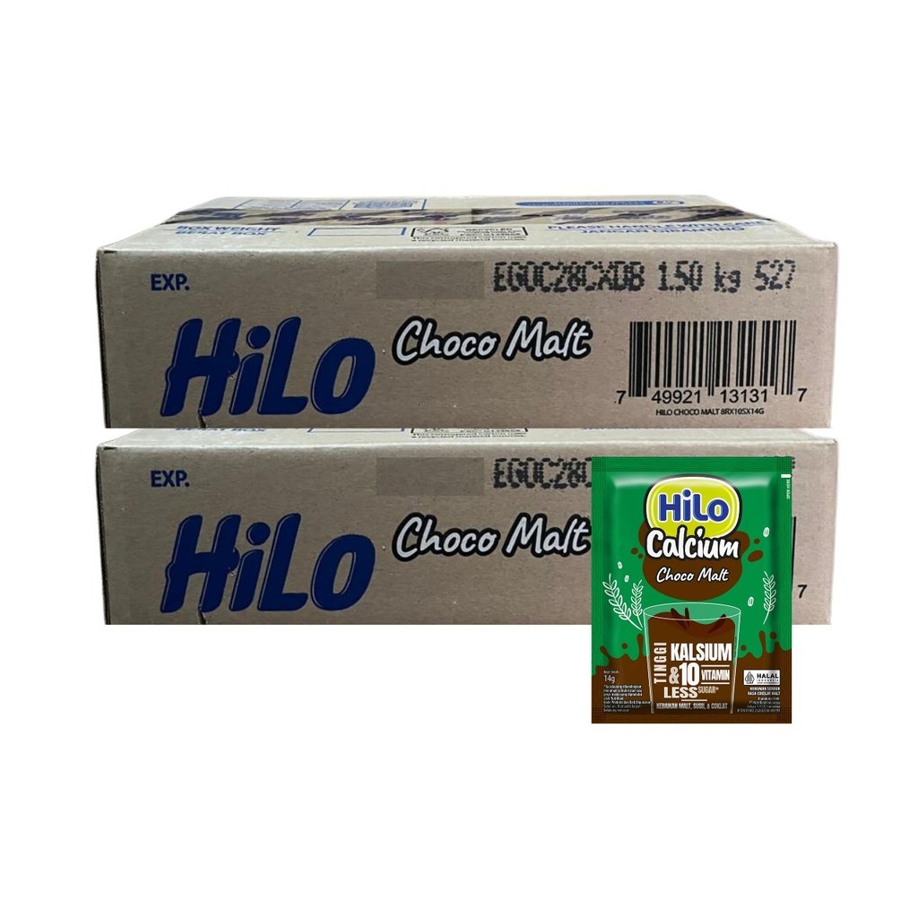 

HiLo Choco Malt Karton Hi Calcium Dus Isi 8 Renceng 10 Sachet Cokelat Susu Berenergi Tinggi Kalsium Hailo Peninggi Badan Daris Collection