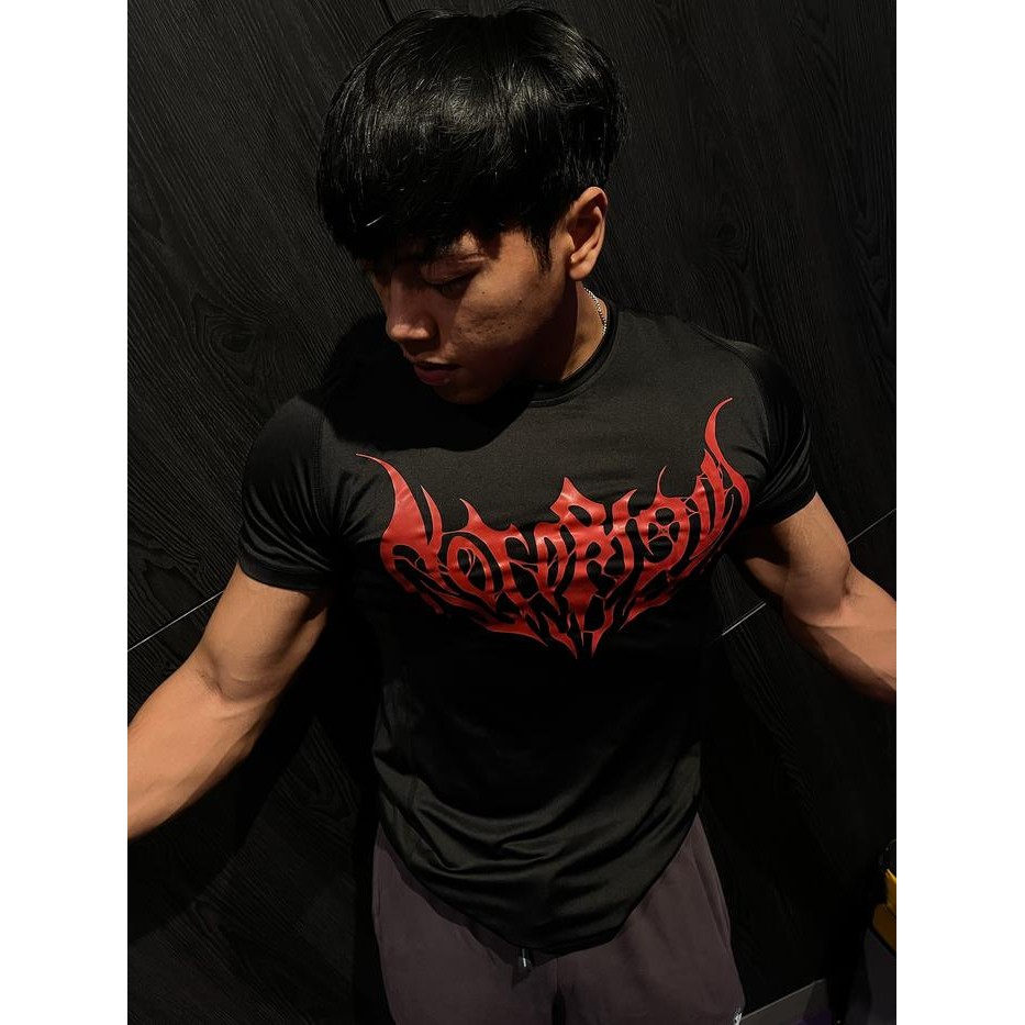 (COD) Compression Shirt Short Sleeve tops "NOTORIOUS" RED - PRBOI - M