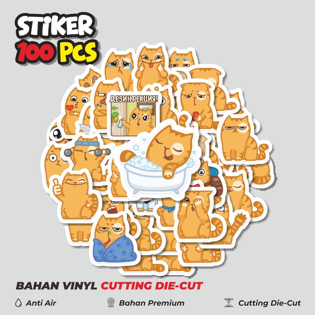 

Terbaru! 50 pcs Stiker Kartun Persik The Cat Dekorasi Lucu Kreatif untuk Notebook, Skateboard, HP