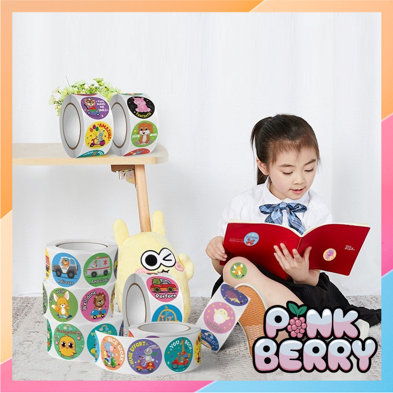 

PINK BERRY 6593 500 PCS Stiker Selamat Menikmati Sticker Bulat Roll Makanan Kue Terima Kasih Stiker Roll Catering Motif Beragam Sticker Bulat Roll Unik Tempelan Jualan Makanan 500 PCS