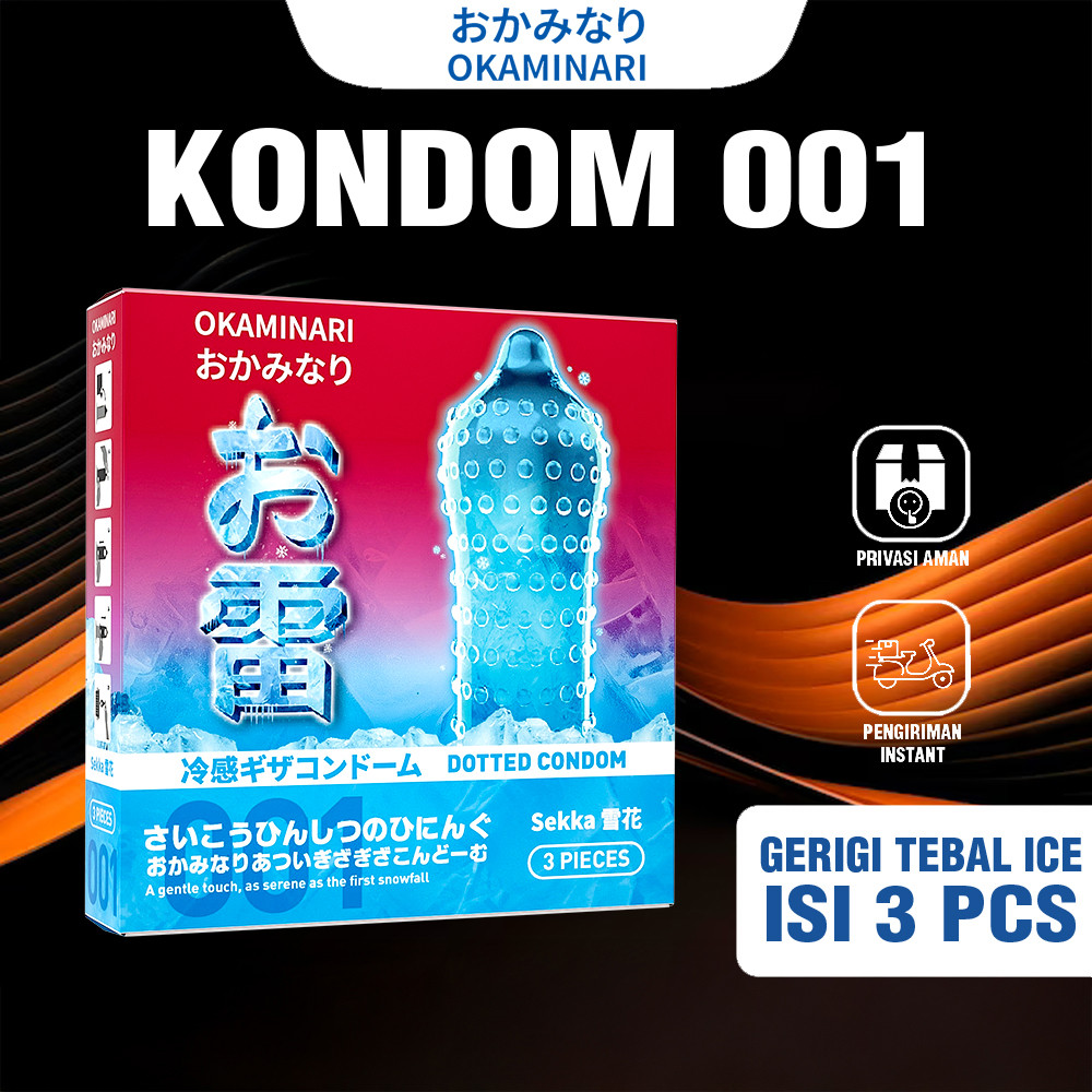 Okaminari Gerigi Tebal Ice Kondom Tahan Lama Kondom Aman Pria 3 Pcs - Privasi Aman