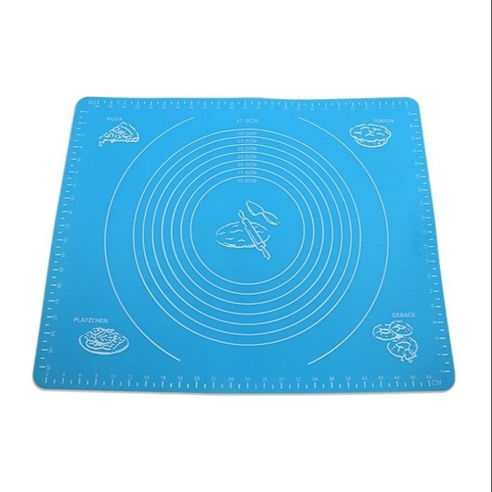 

[BISA COD]Alas Adonan Kue Silicone Medium Mat Alas Adonan Kue 50 x 40cm - Biru