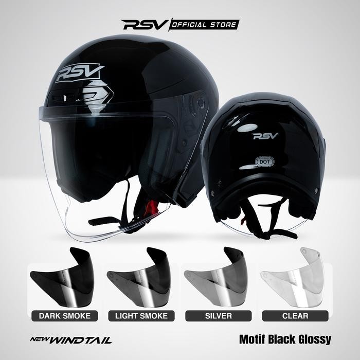 (Bundle) Helm RSV New Windtail Series + Extra Visor Warna (Smoke/Iridium) – Half Face Unisex RSV - C