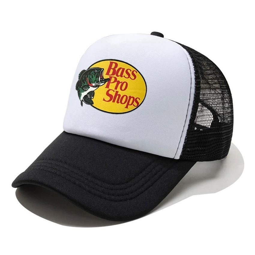 Topi Bass Pro Shop Topi Gnobmel Snapback Trucker Hat Jaring Topi Mancing Logo Terbaru