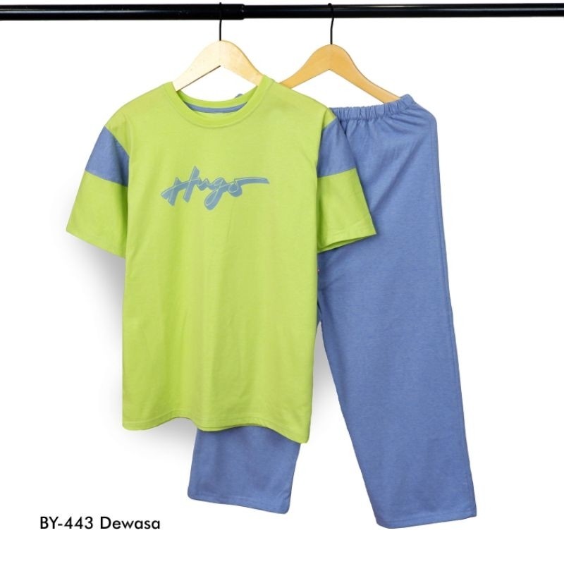 Baju tidur laki remaja/dewasa tangan pendek celana panjang bahan kaos premium enak dan adem