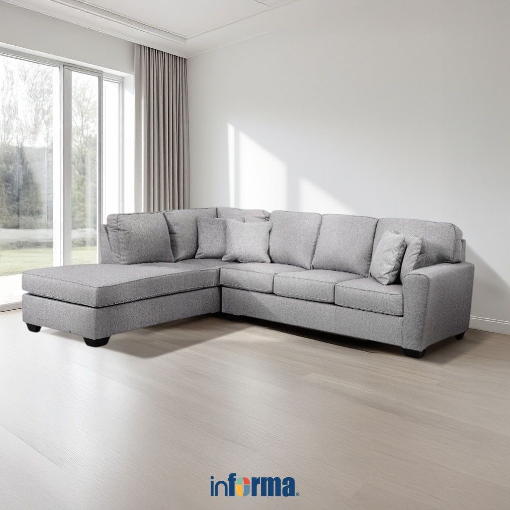 Informa Ashley Calicho-7 Sofa L Sectional Fabric Kiri - Abu-Abu Sofa Ruang Tamu Sofa Minimalis Kursi