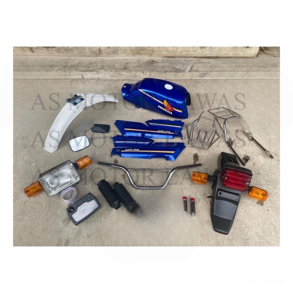 paket body win 100 komplit full body honda win semi trial BIRU cat bagus TERLARIS