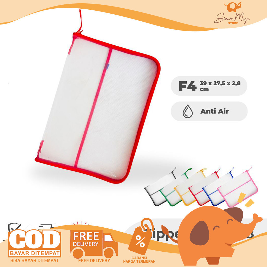 

TOPLA Zipper File ZF-2828 Folder Map Document F4 SATUAN Warna Transparant Resleting Murah