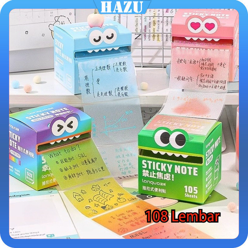 

Sticky Notes 108 Lembar Catatan Memo Lucu / Pull-Out Catatan Tempel Gaya Transparan Mutiara/Macaron Gradien Rainbow Colors Catatan Pesan- Tidak Mudah Terputus