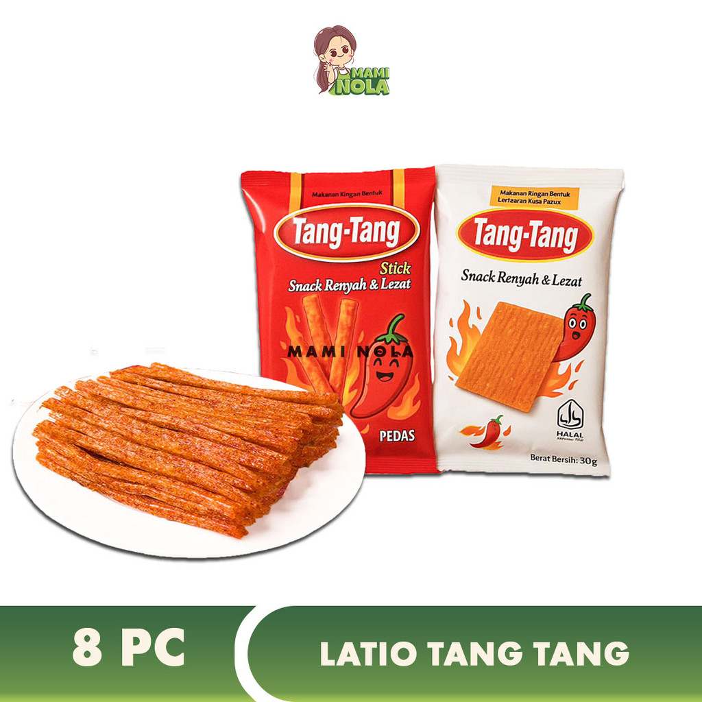 

Snack Tang Tang Lembaran Pedas Manis Latio Lokal Halal 30g x 8 pc