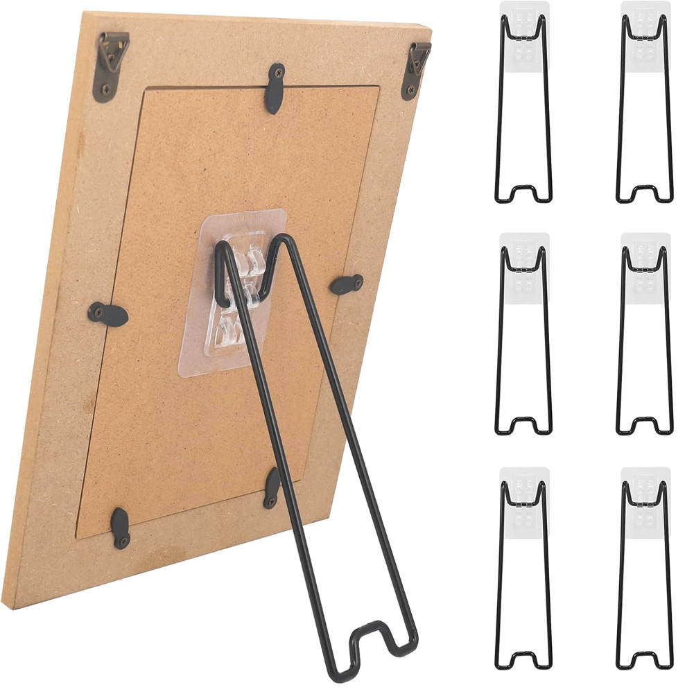 

6Pcs Picture Frame Bracket with Self-Adhesive Picture Frame Easel Bracket for 5.9 To 10.2 Inch Picture Frame Easel