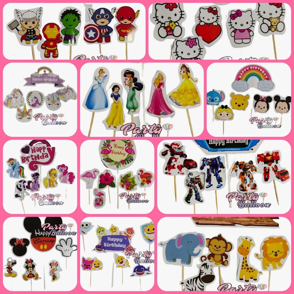 Topper Cake Karakter Set / Topper Cake / Topper Kue / Topper Kue Ulang tahun