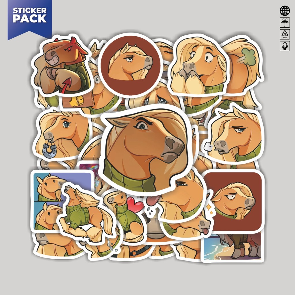

[100PCS]Stiker Pack Stiker Kartun Caramel The Horse Aesthetic Vinyl Anti Air Dekorasi Sticker Laptop Buku Journal Koper Helm Casing HP Gitar Helm Skateboard