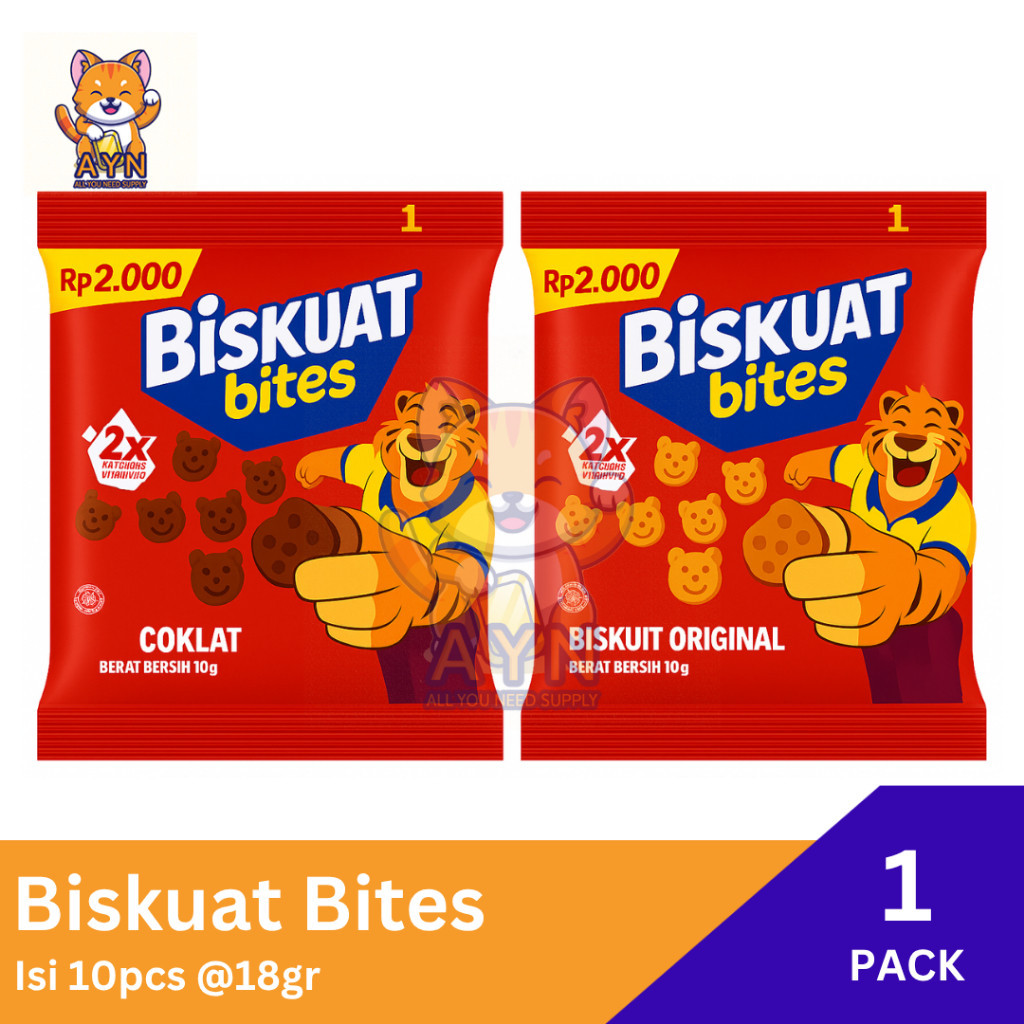 

Biskuat Bites Biskuit Original | Coklat 18 Gr [ 1 Pack Isi 10 Pcs ] - ALF