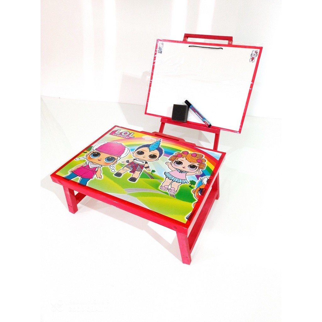 ALAT TULIS ANAK SATU SET LENGKAP/MEJA BELAJAR PLUS PAPAN TULIS/PAPAN TULIS ANAK DENGAN PENYANGGA KAY