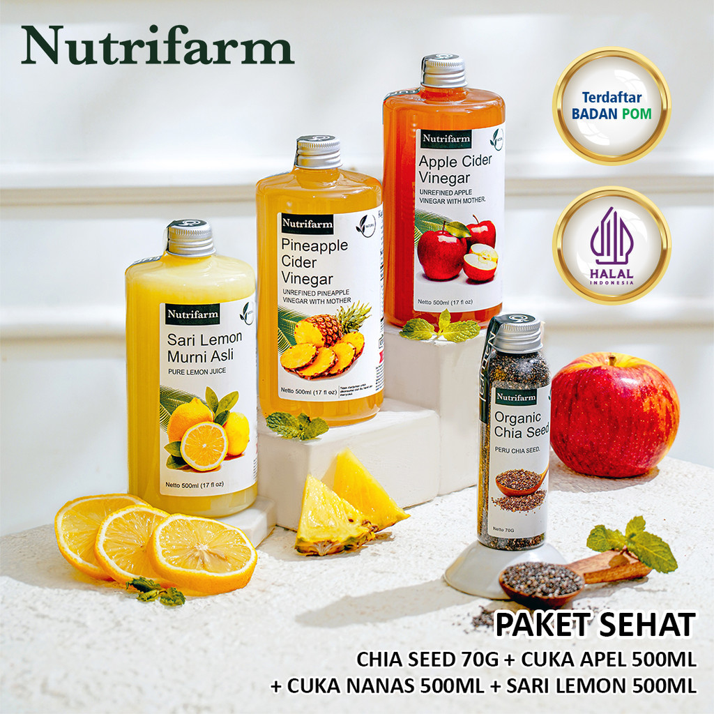 

Nutrifarm Paket Sehat / Cuka Nanas Lemon Apel Chia Seed