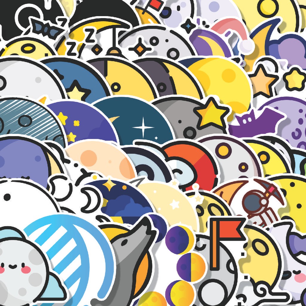 

Stiker Cutting Pack Stiker Moon [Bulan] Isi 100Pcs Series Aesthetic Lucu Keren Untuk Koper Bahan Vynil