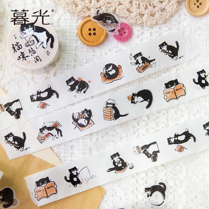 

Washi Tape Sticker Isolasi Kucing BLACK CAT Stiker Deco Animal Cute Mr.Cat Craftycharm