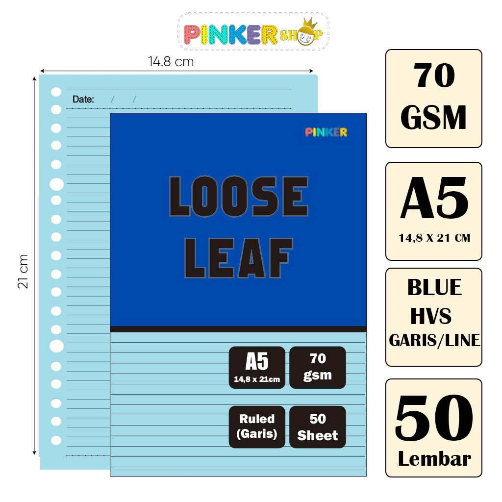 

Loose Leaf Color Isi Kertas File Binder Warna Garis/Line A5 50 Lembar