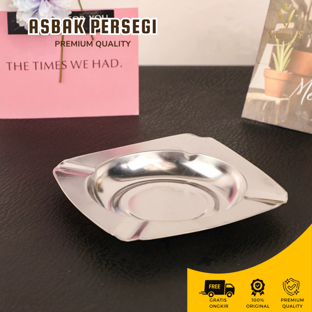 HappyCassa  - Asbak Rokok Stainless Besi Persegi Kotak / Tempat Abu Rokok Kaleng