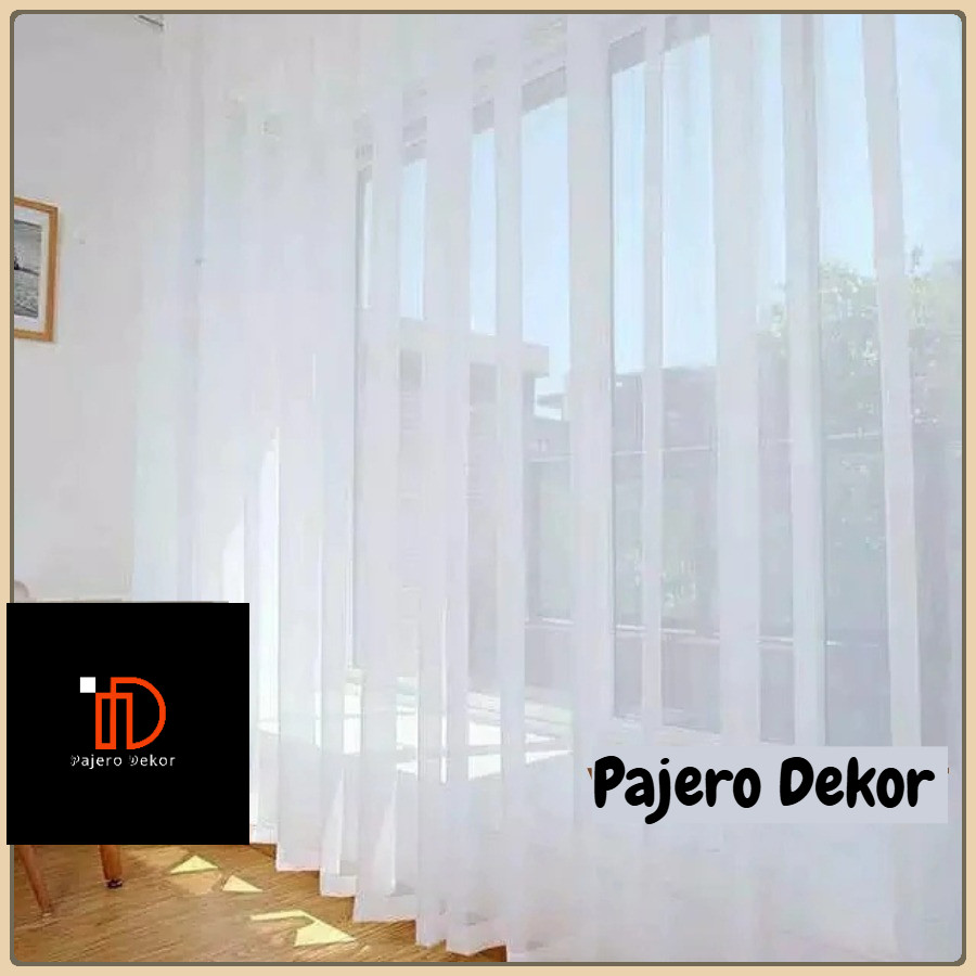 Gorden Jendela Vitrase Putih Polos Tirai Minimalis Plisket Custom Transparan Siang Vitrase Premium