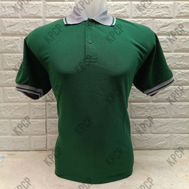 Kaos poloshirt seragam kerah kombinasi | Kaos kerah pria polos Hijau Army