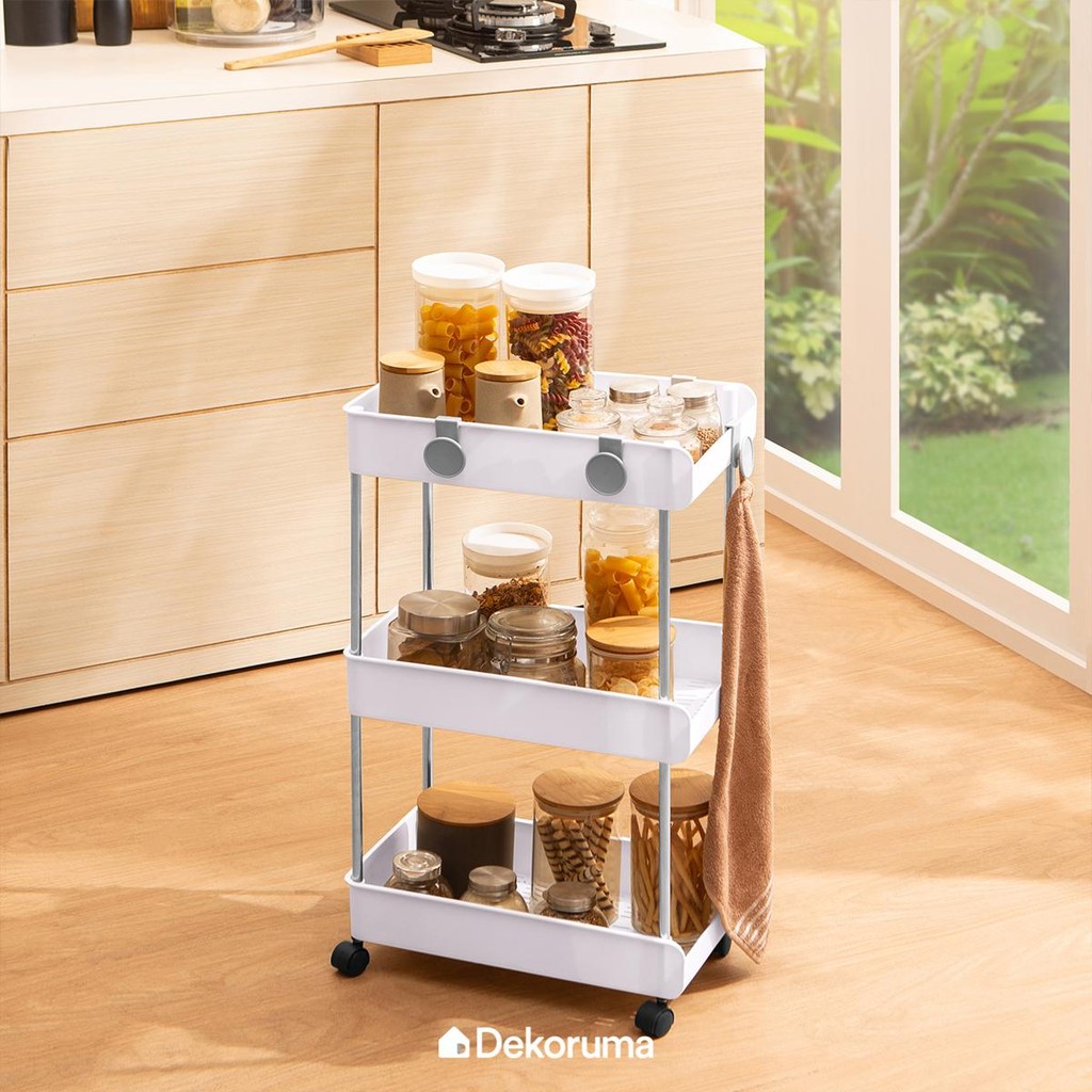 Dekoruma ICHIRO Troli Plastik Serbaguna 3 Tingkat / Rak Susun Portable / Multi-Purpose Stacking Shel