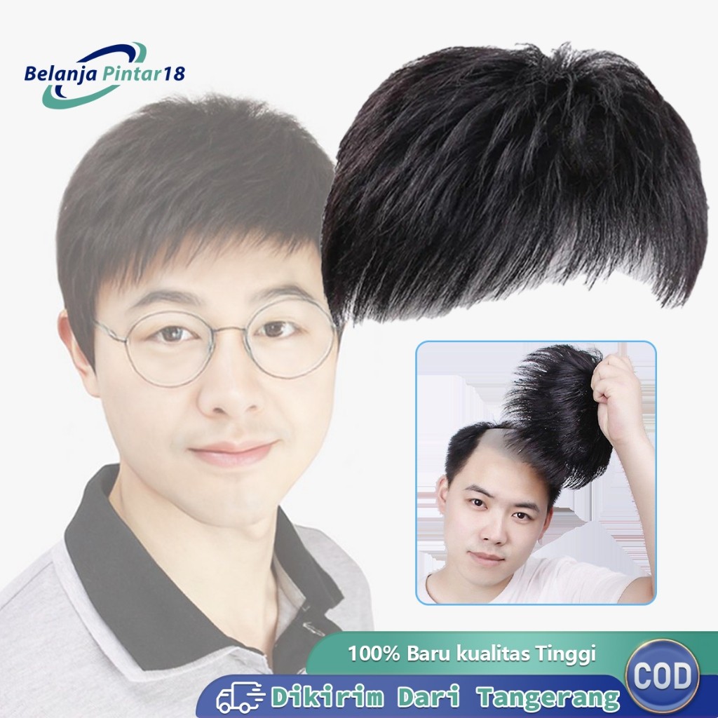 Rambut Palsu Pria Penutup Botak Sebagian Toupee Botak Depan Pria Wig Pria Botak Penutup Rambut Botak